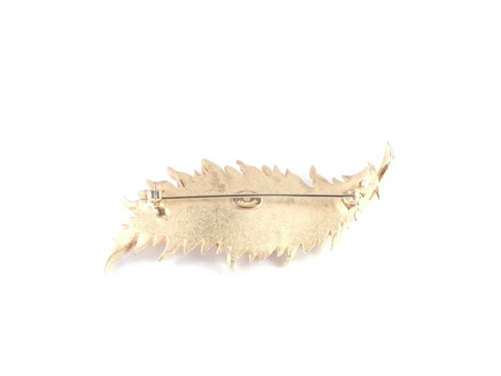 Hattie Carnegie Layered Leaf Brooch Pin - image 7