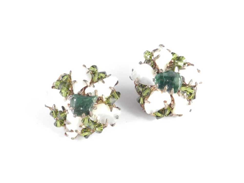 Mother of Pearl Agate Crystal Glass Bead Earrings - image 2