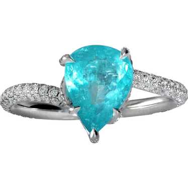 Pear Shape Diamond Halo & Diamond Band Engagement Ring 18kt White