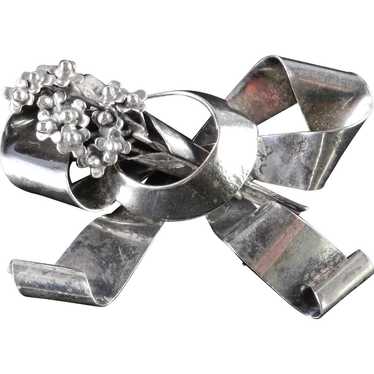 Hobe Sterling Silver Bow Brooch Pin - image 1