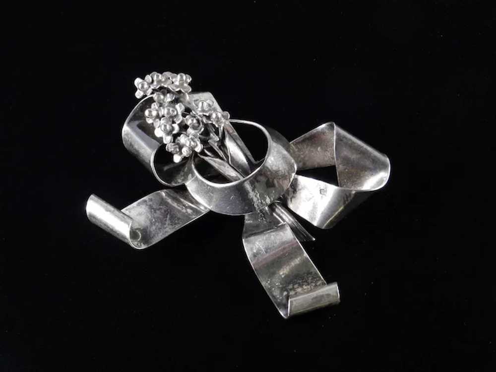 Hobe Sterling Silver Bow Brooch Pin - image 2