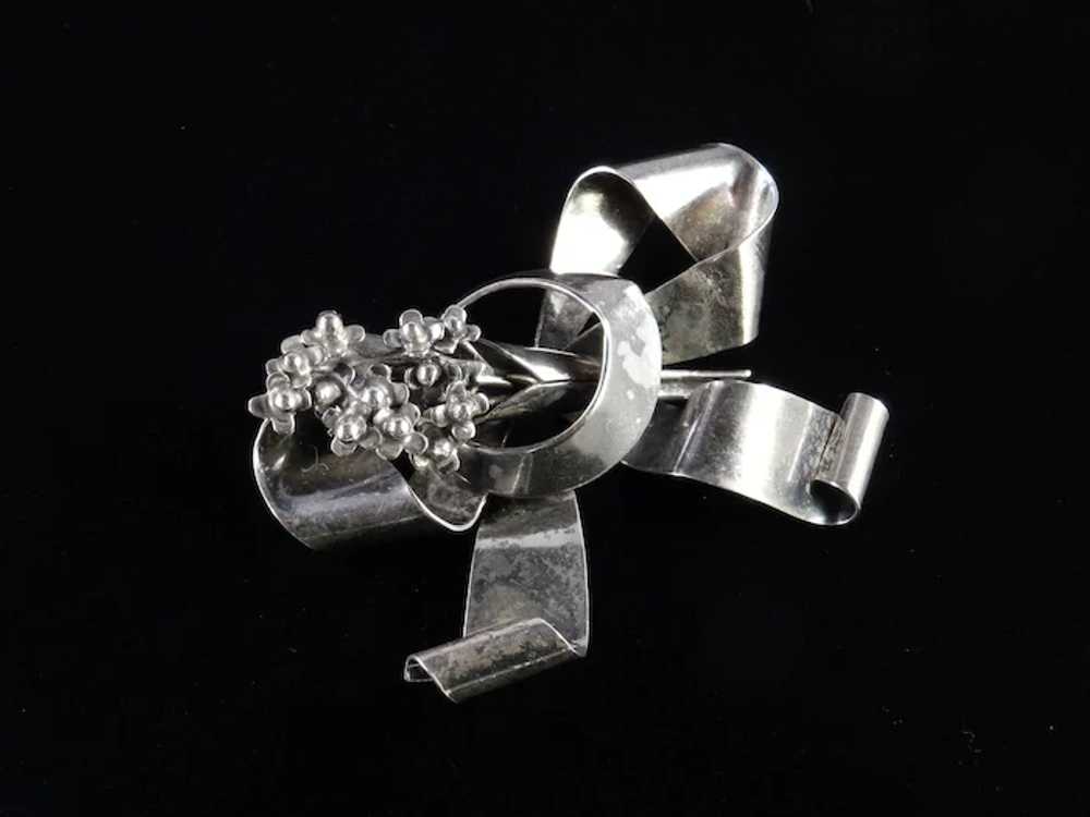 Hobe Sterling Silver Bow Brooch Pin - image 3
