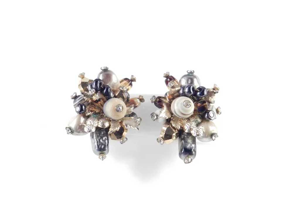 Vendome Coro Bead Cluster Rhinestone Earrings - image 2
