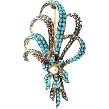 Splendid Turquoise and Marcasite Sterling Silver P