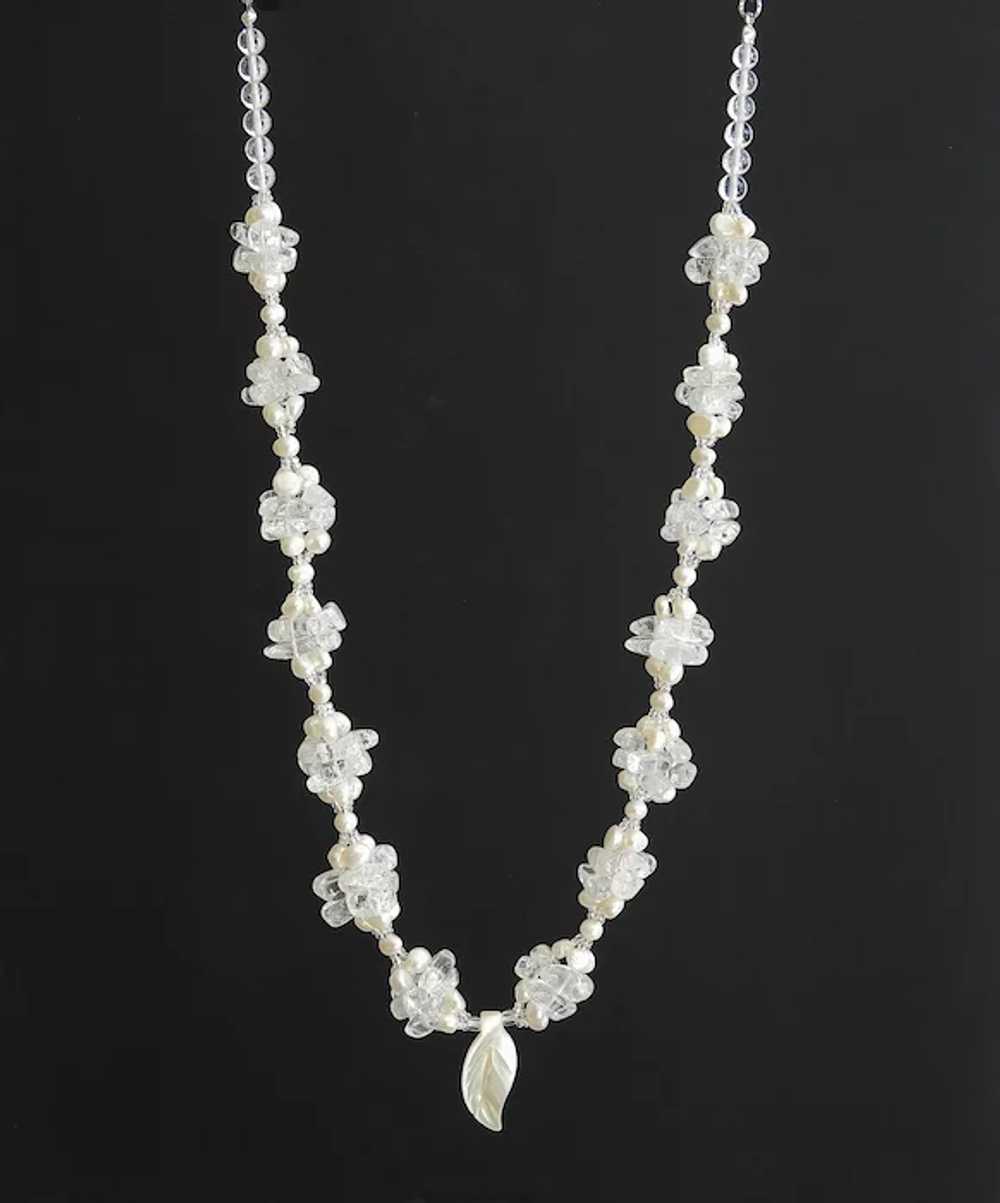 White Cultured Freshwater Pearl Necklace with Cra… - image 2