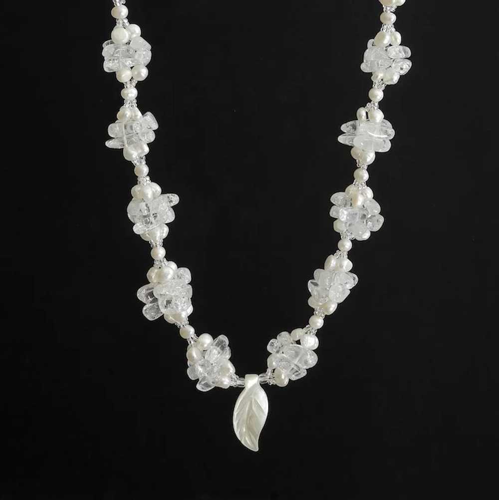 White Cultured Freshwater Pearl Necklace with Cra… - image 4