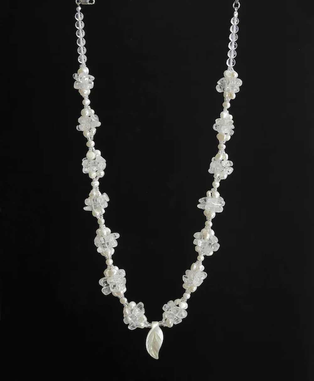 White Cultured Freshwater Pearl Necklace with Cra… - image 6