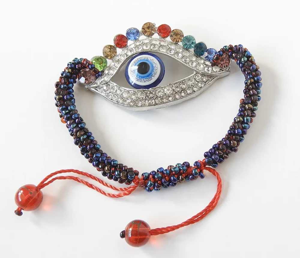 Blue Evil Eye Bracelet with Colourful Crystals Se… - image 3