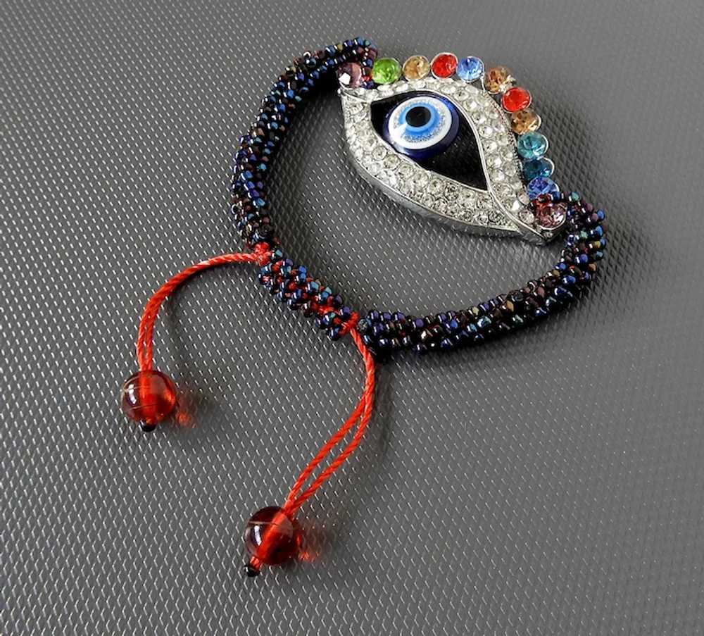 Blue Evil Eye Bracelet with Colourful Crystals Se… - image 4