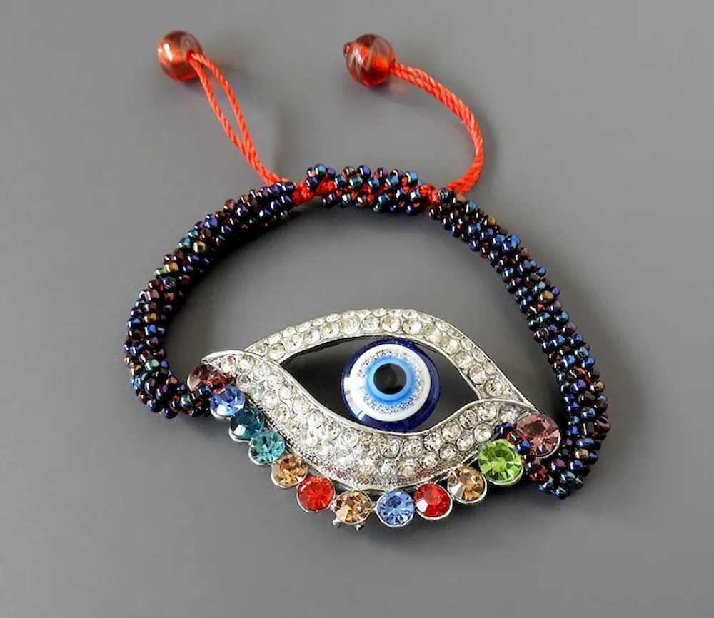 Blue Evil Eye Bracelet with Colourful Crystals Se… - image 5