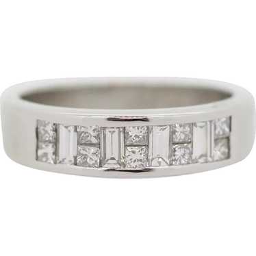 $3,200 Platinum 0.75ct Princess Cut Diamond Channel Set Wedding Band Ring  5.5