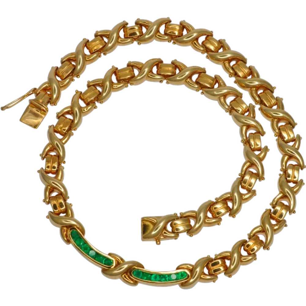 Heavy 18k Gold Emerald Necklace - image 1