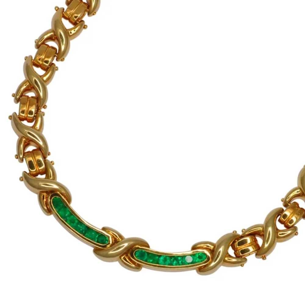 Heavy 18k Gold Emerald Necklace - image 2