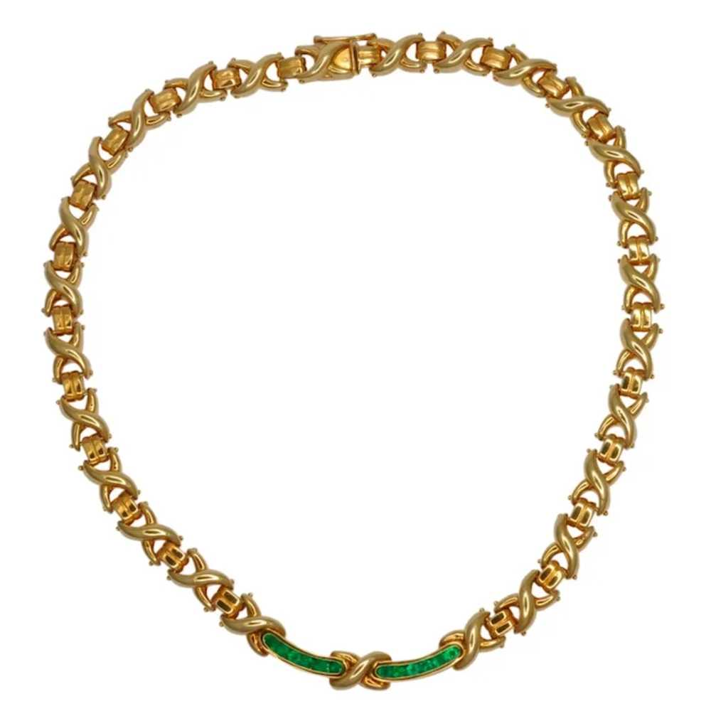 Heavy 18k Gold Emerald Necklace - image 3
