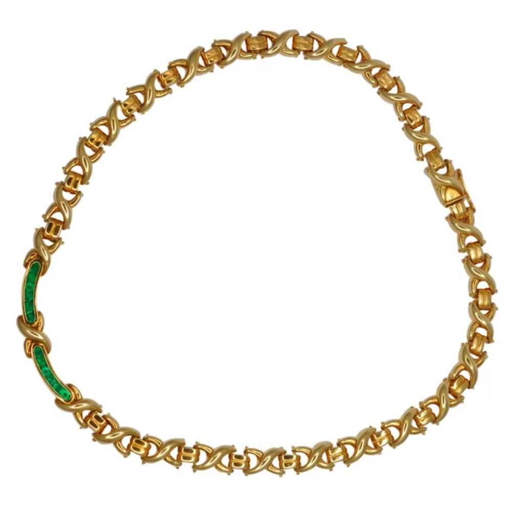 Heavy 18k Gold Emerald Necklace - image 4