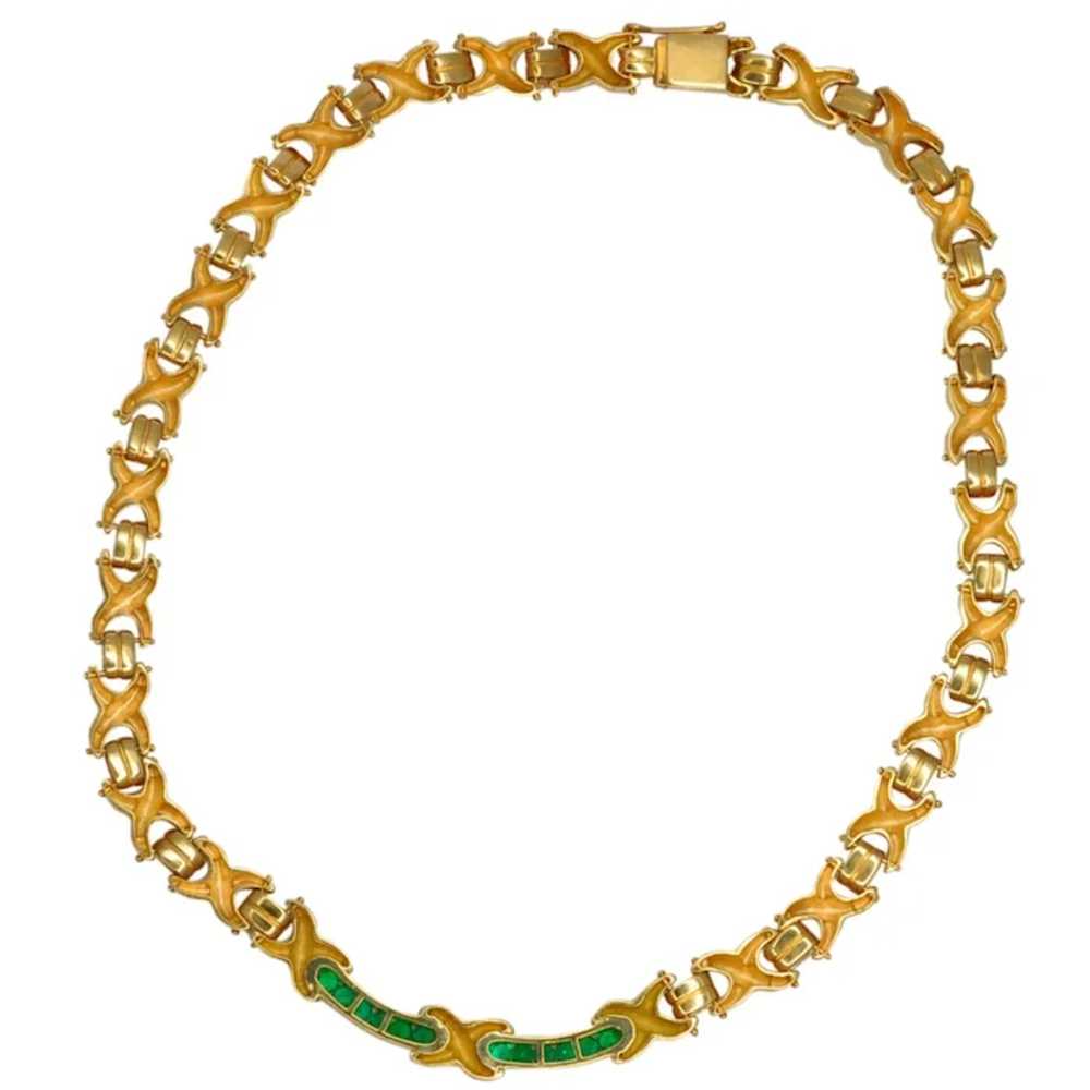 Heavy 18k Gold Emerald Necklace - image 5