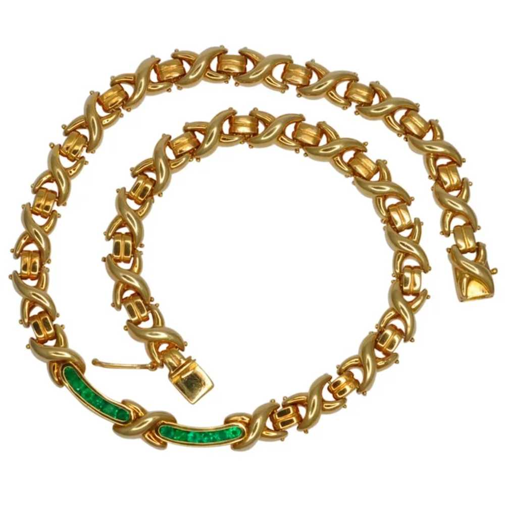 Heavy 18k Gold Emerald Necklace - image 6