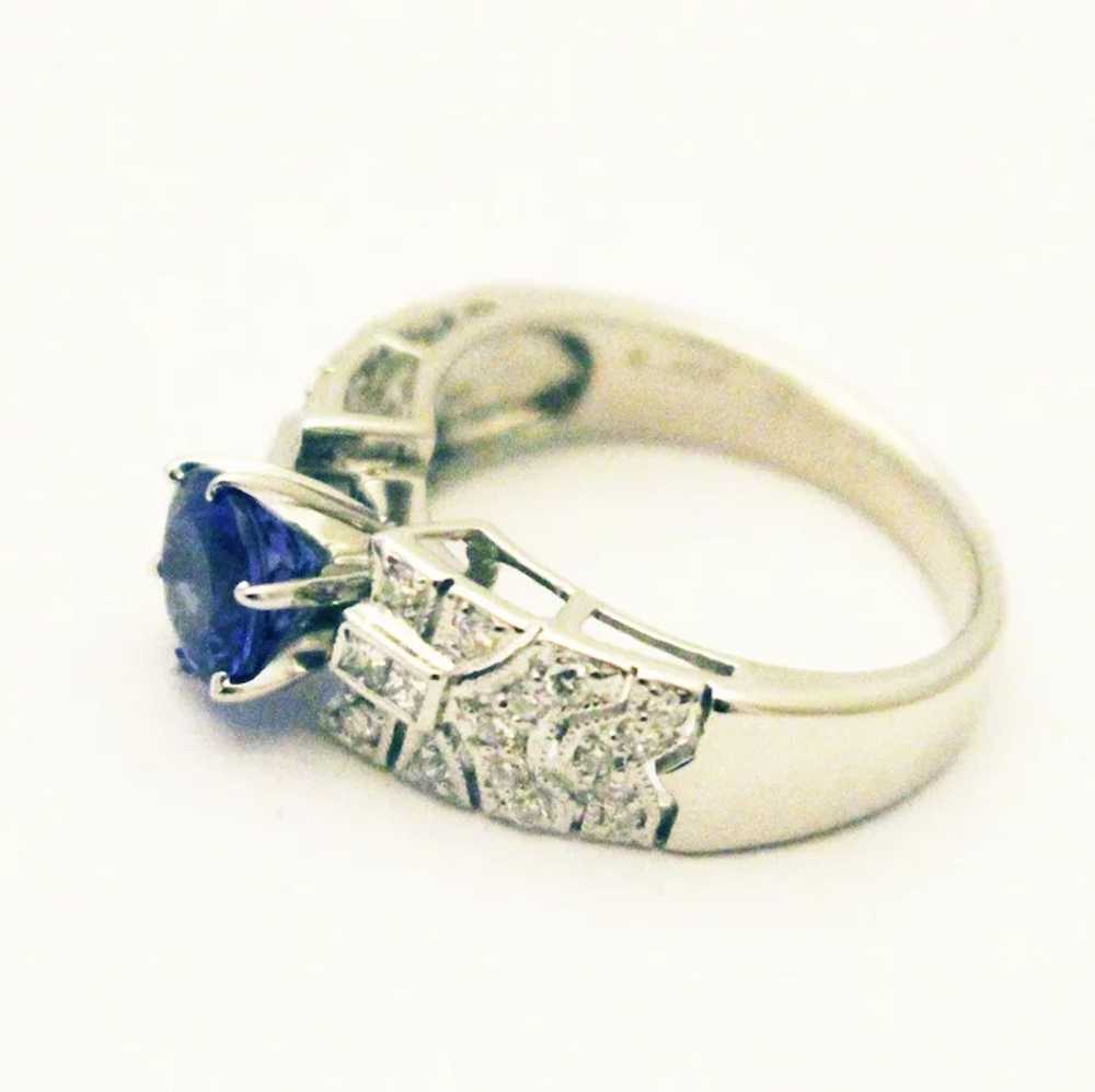 Royal Natural Tanzanite and Diamond Art Deco Ring… - image 5