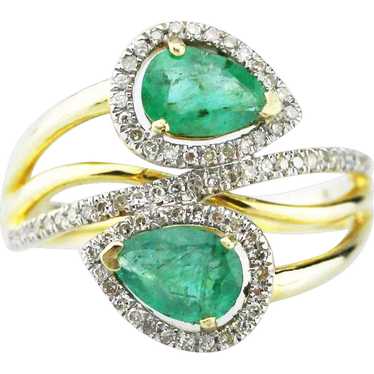 Modern Natural Double Pear Cut Colombian Emerald a