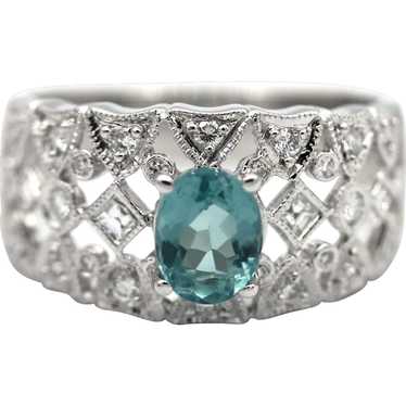 Rare Paraiba Blue Tourmaline and Diamond Ring in … - image 1