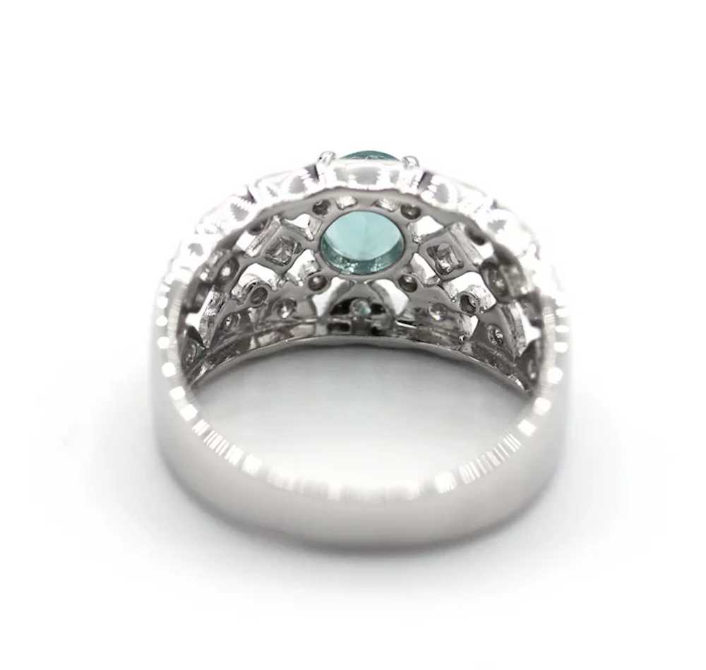 Rare Paraiba Blue Tourmaline and Diamond Ring in … - image 3