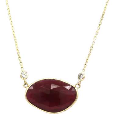 Rose Cut Rubellite Pink Tourmaline Diamond Necklac