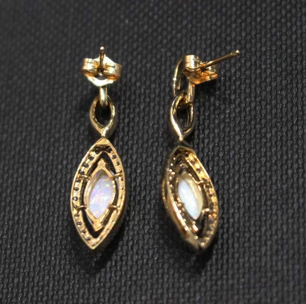 Rare Natural Australian Opal and Diamond Earrings… - image 2