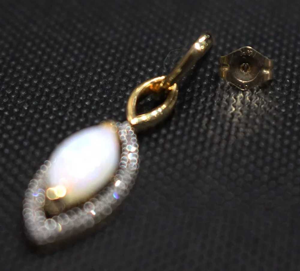 Rare Natural Australian Opal and Diamond Earrings… - image 3