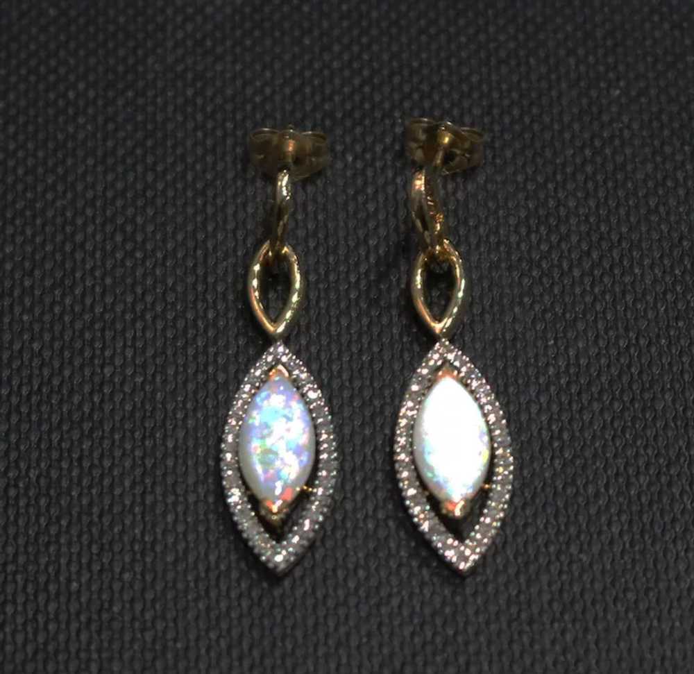 Rare Natural Australian Opal and Diamond Earrings… - image 4