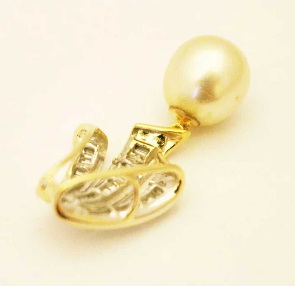 13mm Natural Golden South Sea Pearl 3CT Diamond P… - image 4