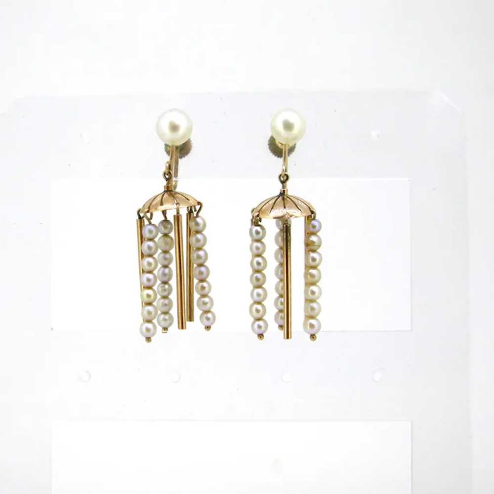 Antique Victorian Pearls Screw Back Earrings, 9kt… - image 2