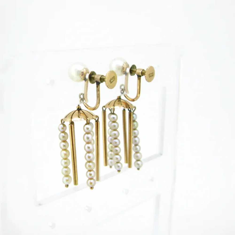 Antique Victorian Pearls Screw Back Earrings, 9kt… - image 3