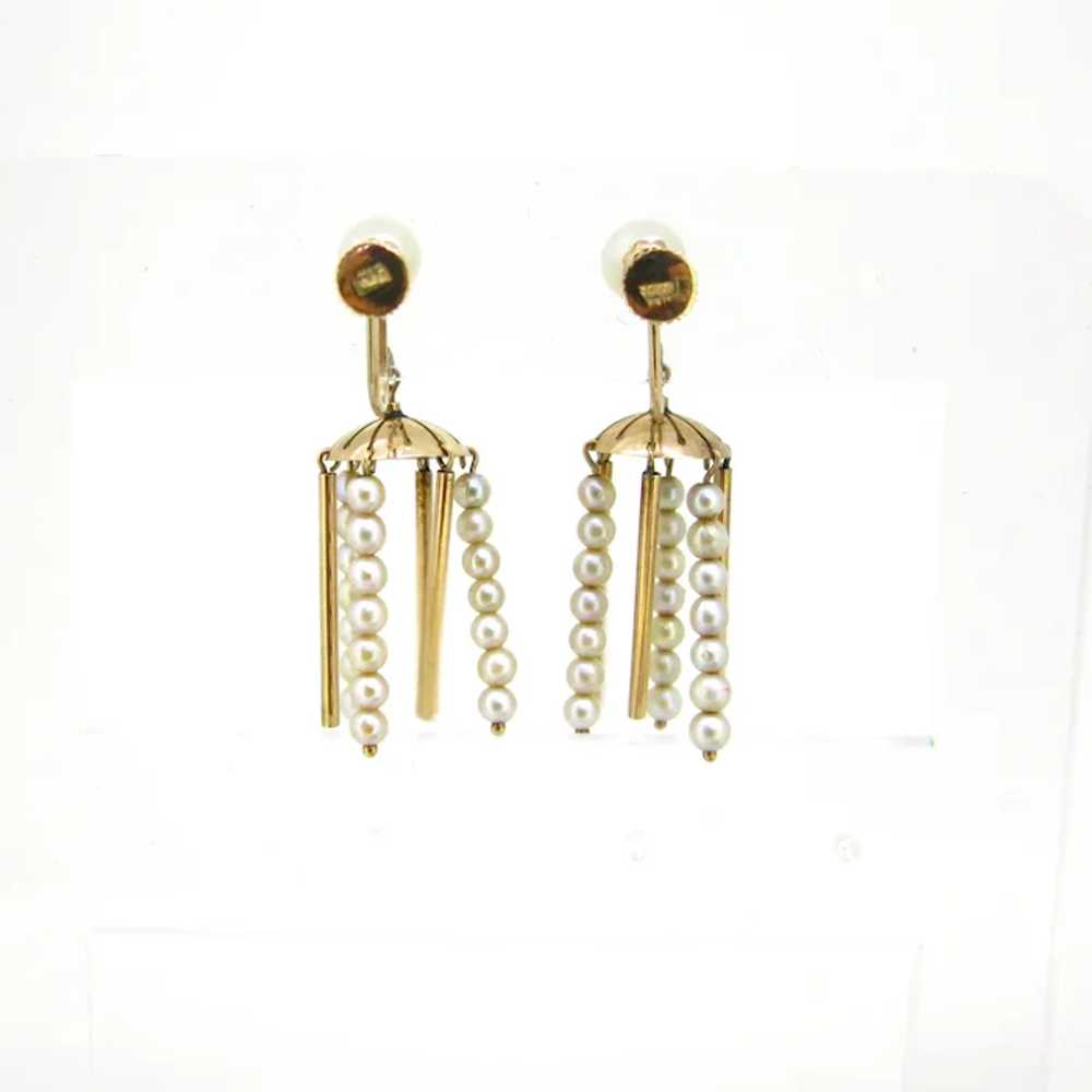 Antique Victorian Pearls Screw Back Earrings, 9kt… - image 4