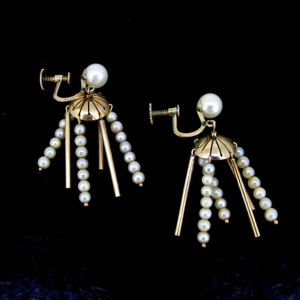 Antique Victorian Pearls Screw Back Earrings, 9kt… - image 7
