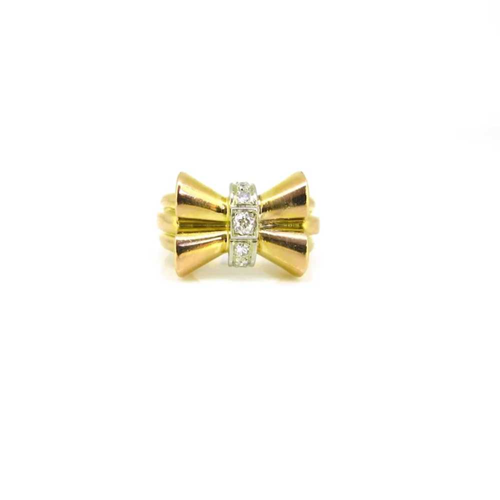 Retro Old mine and Single Cut Diamonds Bow Ring, … - image 3