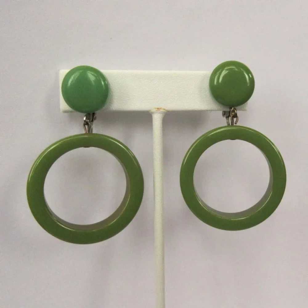 Bakelite Hoop Earrings, Vintage Articulated, Larg… - image 3