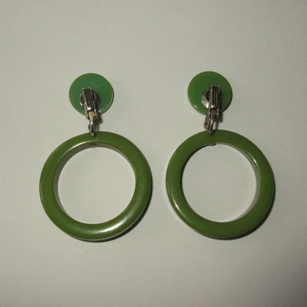 Bakelite Hoop Earrings, Vintage Articulated, Larg… - image 4