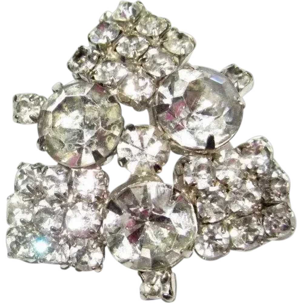 Rhinestone Brooch, Vintage Diamante Pin 50's - image 1