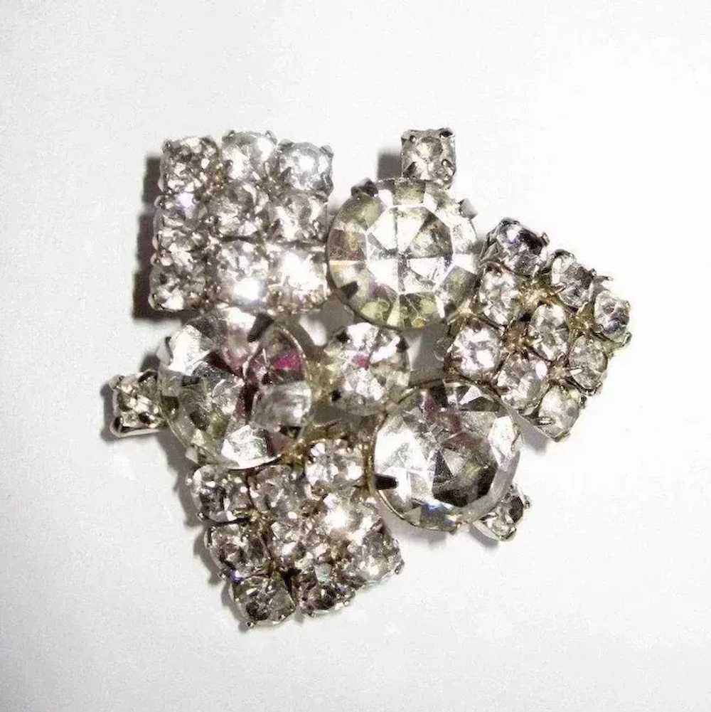 Rhinestone Brooch, Vintage Diamante Pin 50's - image 2