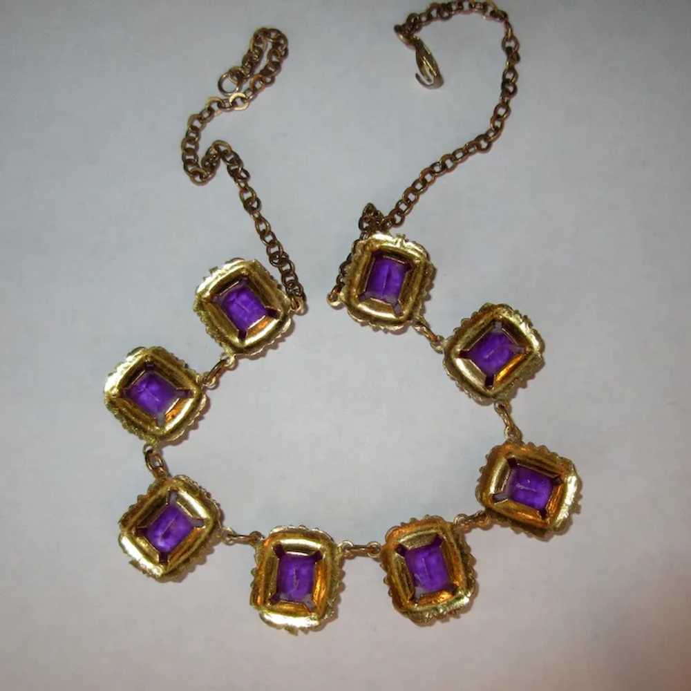 Purple Stone Necklace, Vintage Lucite or Plastic,… - image 6