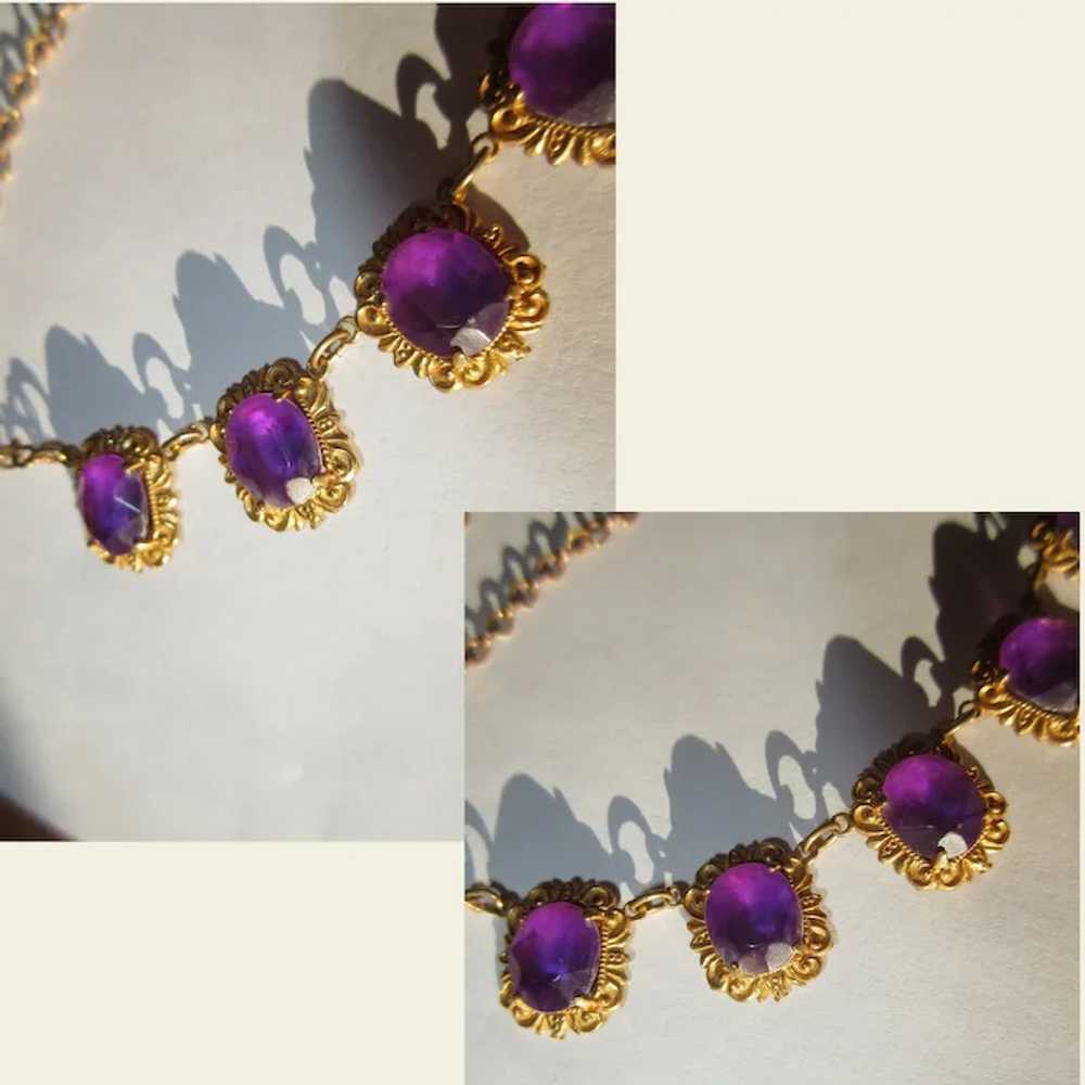 Purple Stone Necklace, Vintage Lucite or Plastic,… - image 8
