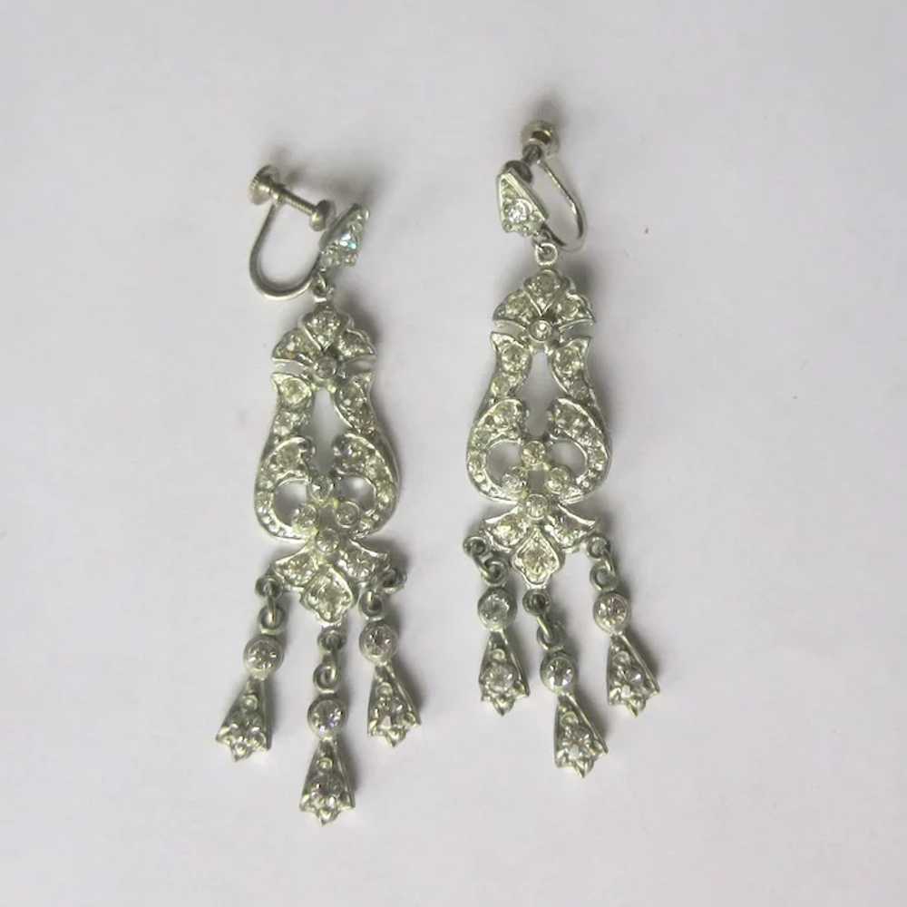 Vintage Paste Earrings, Art Deco Chandelier Screw… - image 2