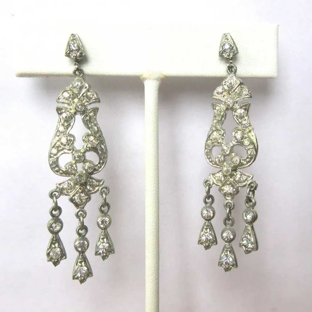 Vintage Paste Earrings, Art Deco Chandelier Screw… - image 3