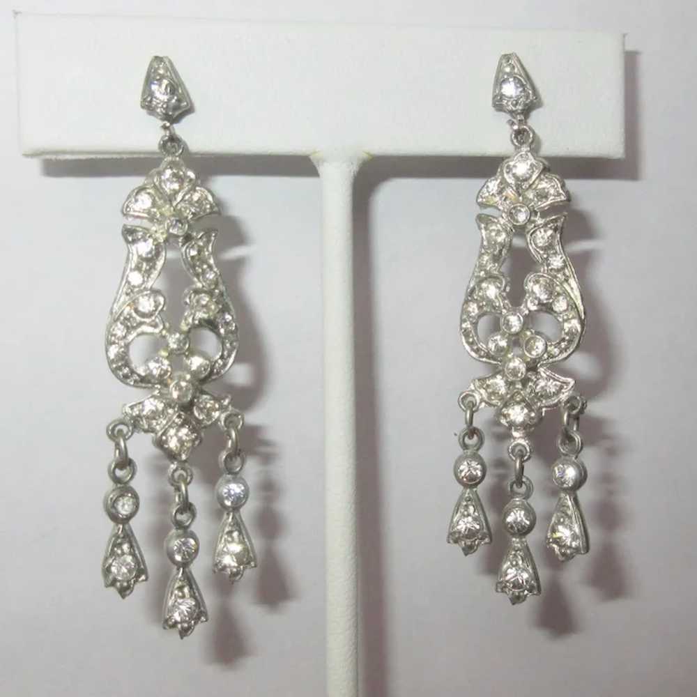 Vintage Paste Earrings, Art Deco Chandelier Screw… - image 4