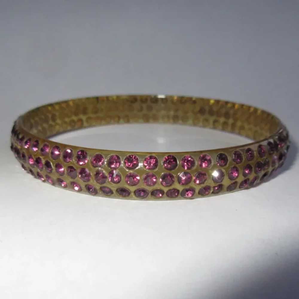 Celluloid Rhinestone Bracelet, 1920's Art Deco Sp… - image 2