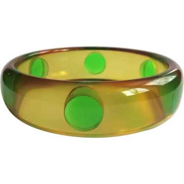 Art Deco Vintage offers Carved Swirled Prystal Apple Juice Bakelite Bangle Bracelet!