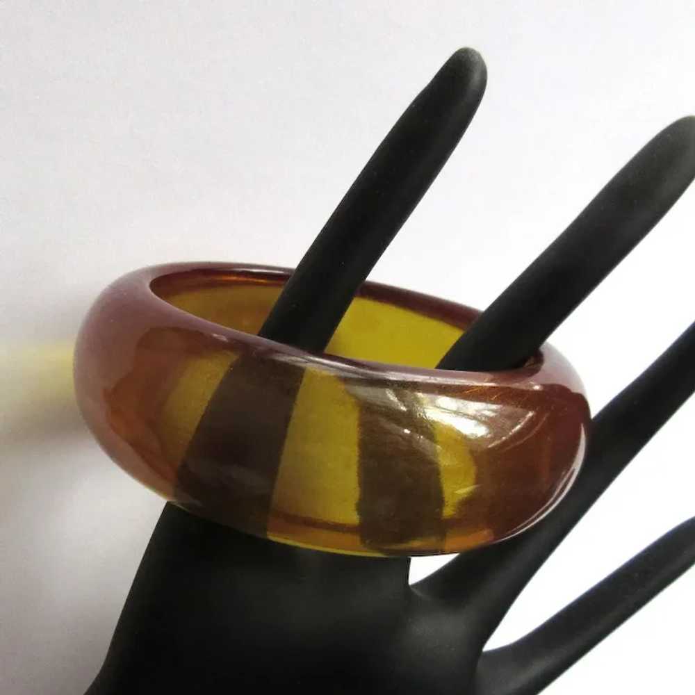 Apple Juice Bakelite Bangle Bracelet, Vintage Pry… - image 2