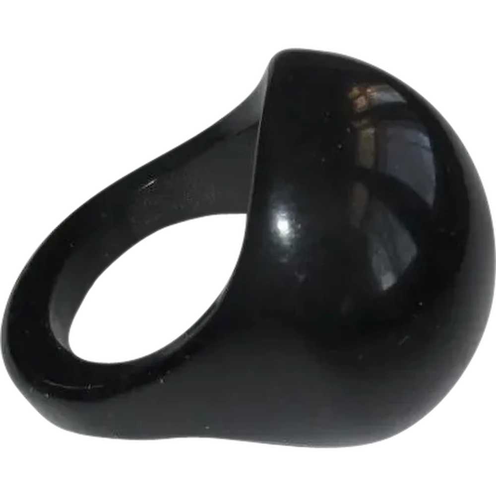 Vintage Bakelite Bubble Ring, Black, 7, Art Deco … - image 1