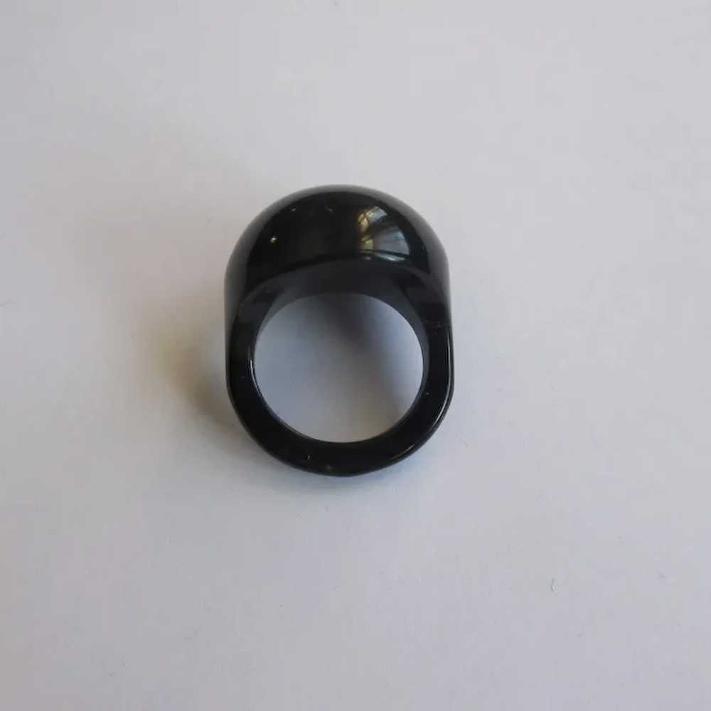 Vintage Bakelite Bubble Ring, Black, 7, Art Deco … - image 3