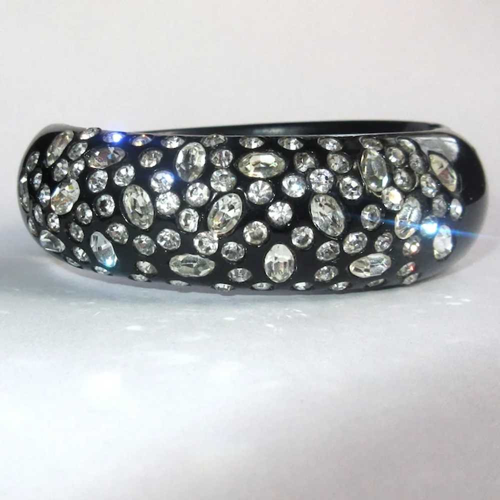 Weiss Rhinestone Bracelet & Earrings, Black Therm… - image 3